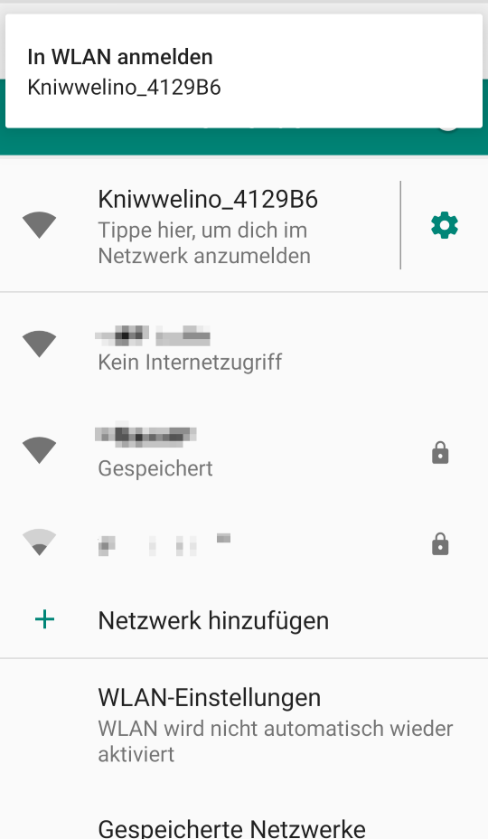 Wifi Verbindung mam Temporäre Kniwwelino Wifi (HotSpot)